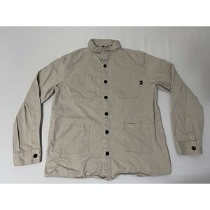 Dutch Bros Shacket Shirt Jacket Mens Large Khaki Tan Twill Cotton Safari Pockets